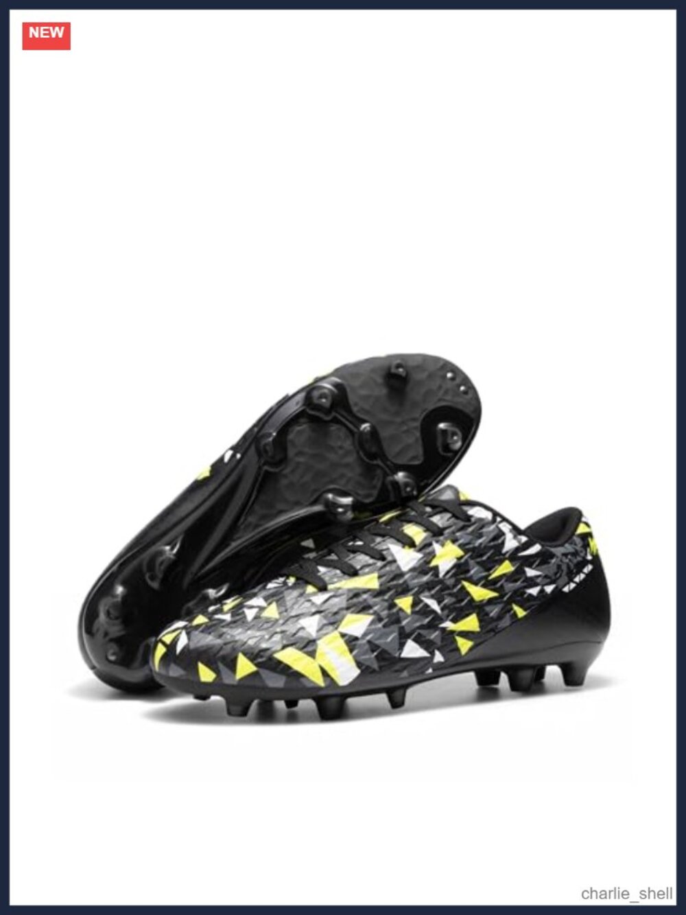 Men's Soccer Cleats Faux Leather Lace-Up Athletic Shoes